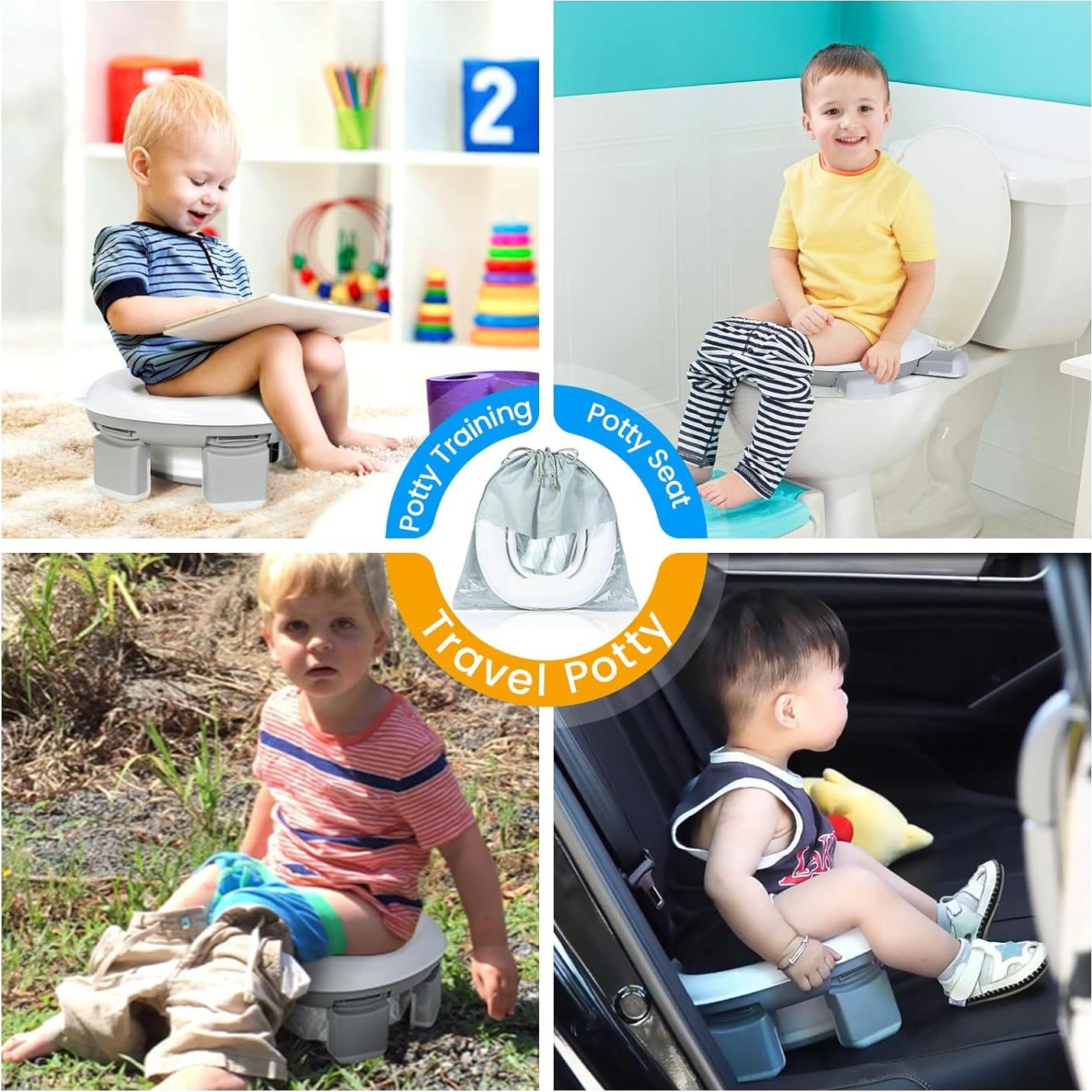 Inodoro Portátil 3 en 1 Orzbow para Niños - Gris, Plegable