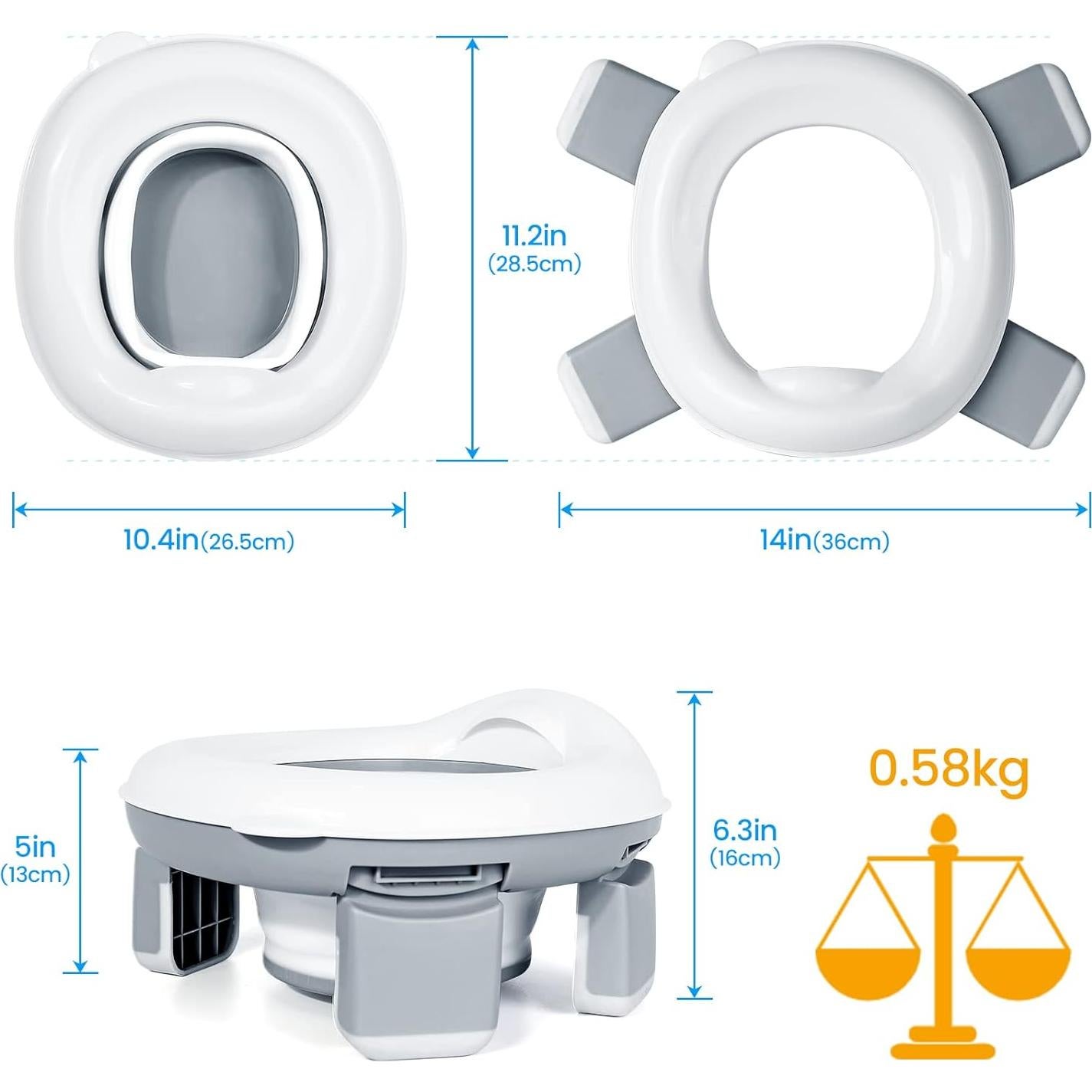 Inodoro Portátil 3 en 1 Orzbow para Niños - Gris, Plegable