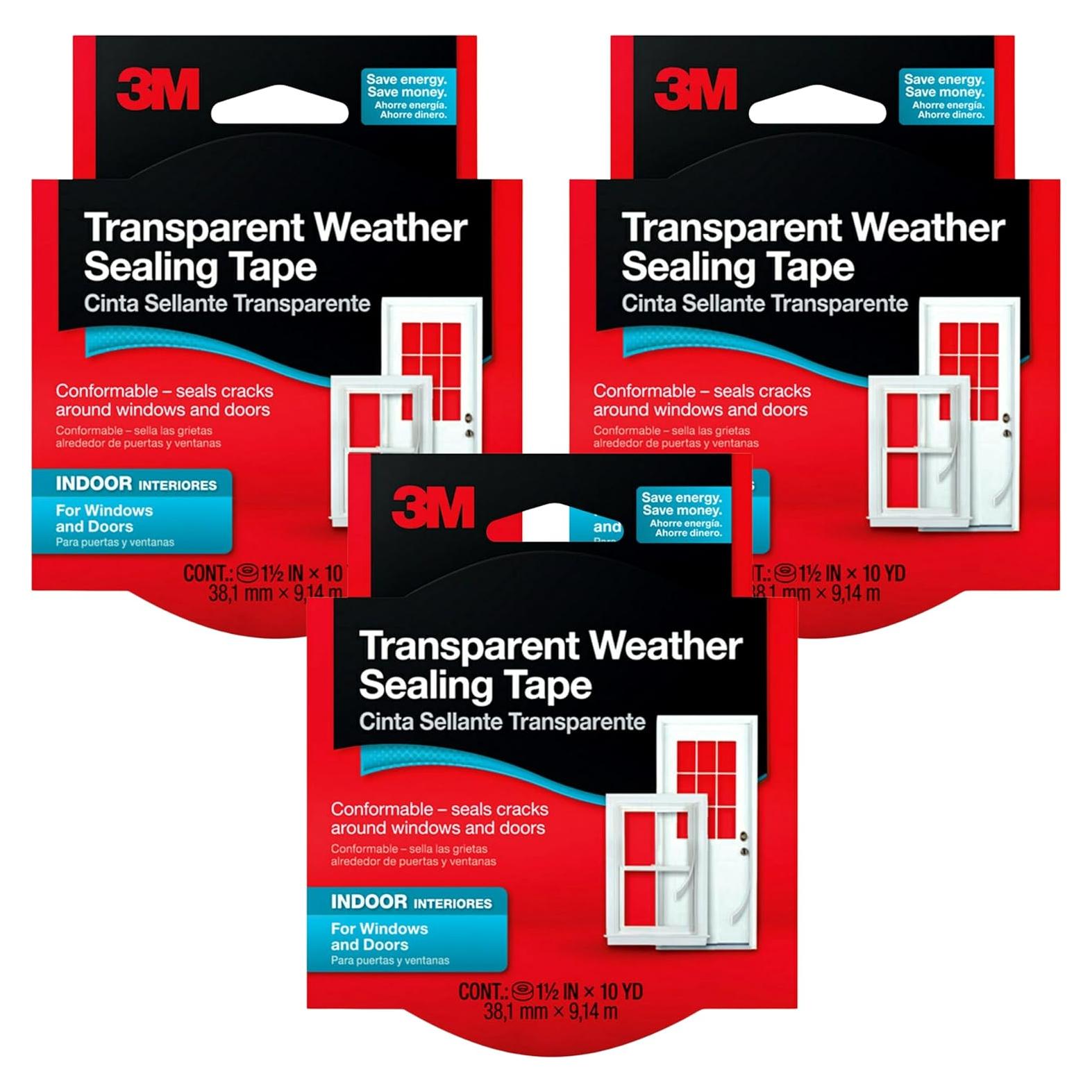 Cinta de Sellado Transparente 3M 3.81 cm x 9.14 m - Paquete de 3