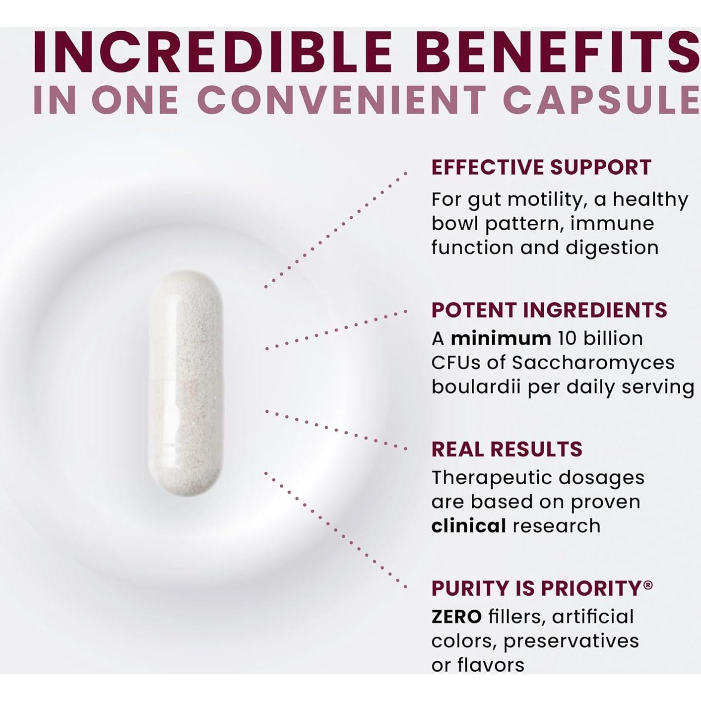 Probioticos Saccharomyces Boulardii 10 Mil Millones CFU - Pure TheraPro Rx - 60 Cápsulas