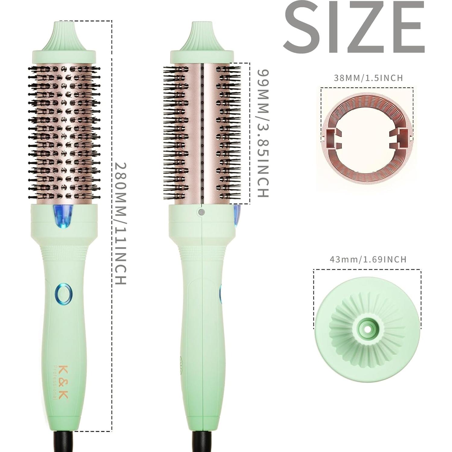 Cepillo Térmico K&K 1.5" (3.81 cm) Cerámica Iónica para Rizos