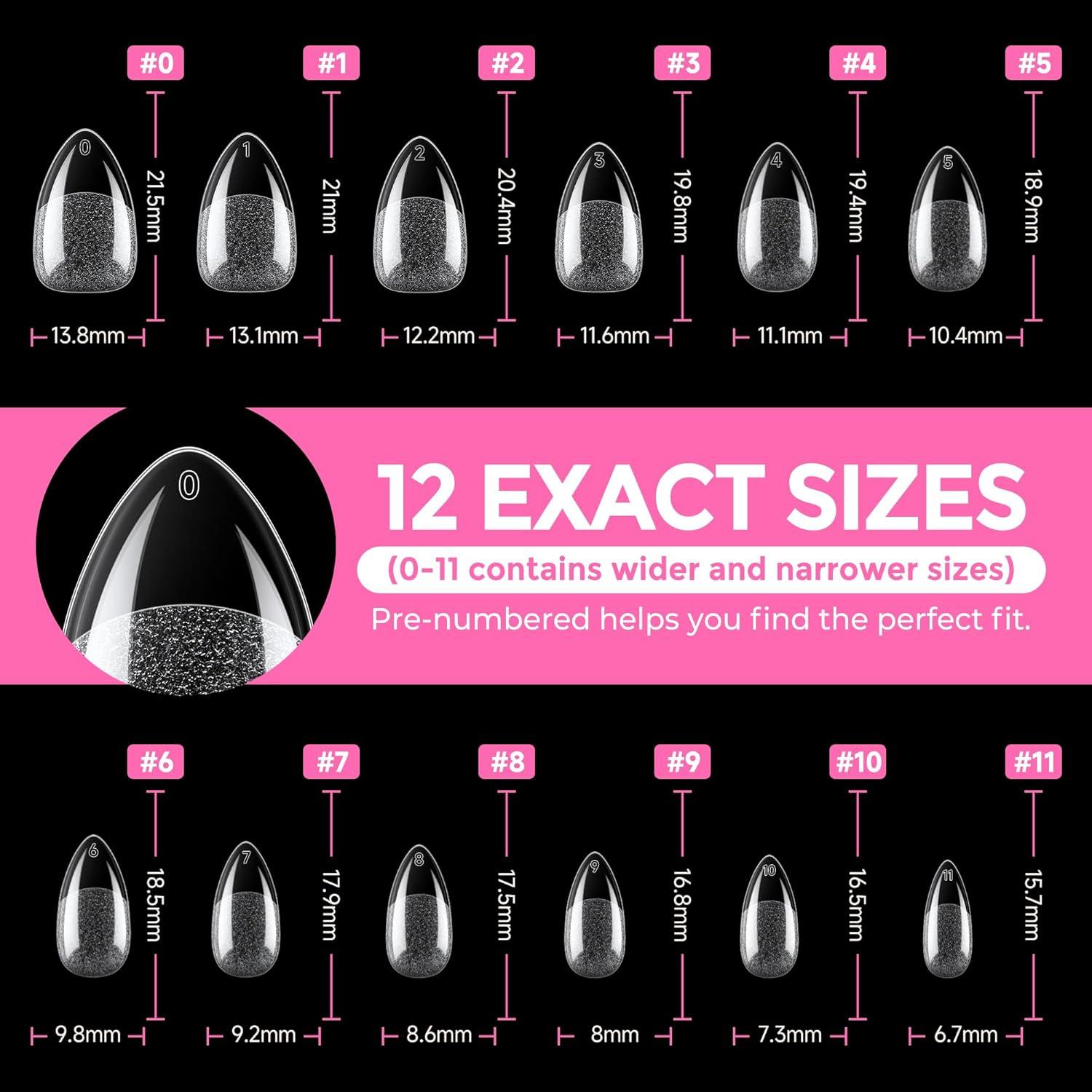 Uñas Postizas Almendra Cortas UNA GELLA 216pcs Gel Acrílico