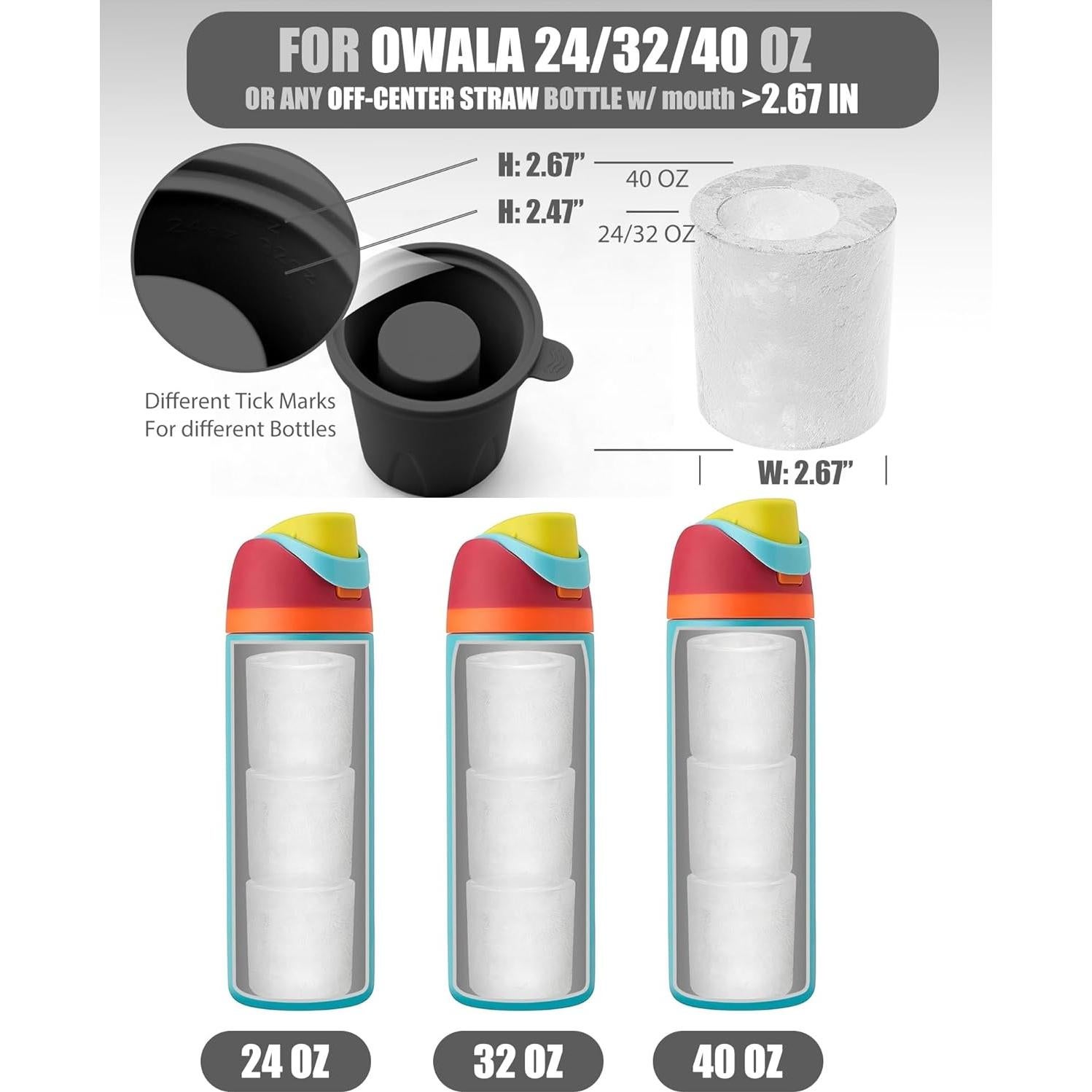 Moldes de Hielo TOVICE para Owala 24-40oz, Silicona Grado Alimenticio