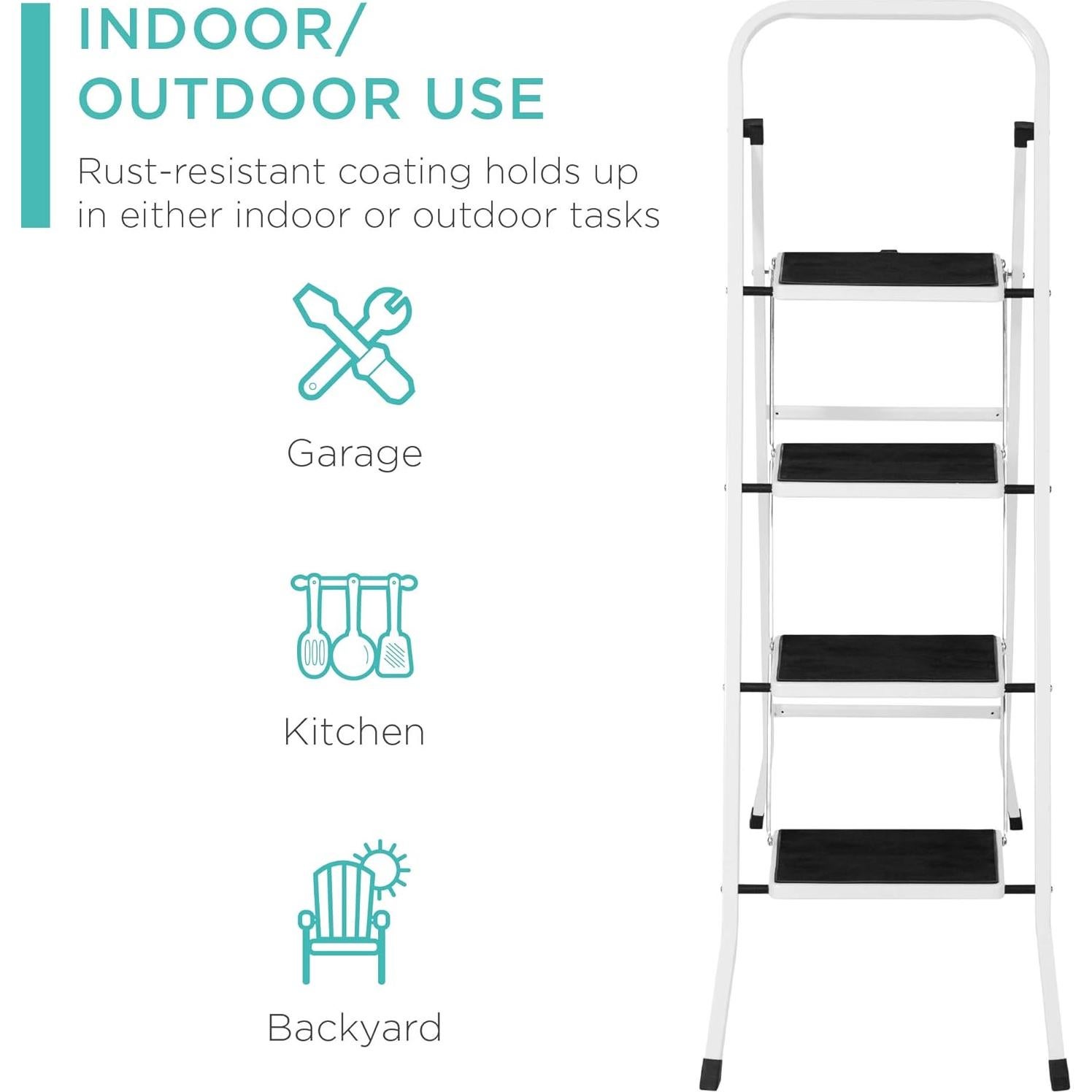 Escalera Plegable de Acero 4 Escalones 149kg Mejor Opción