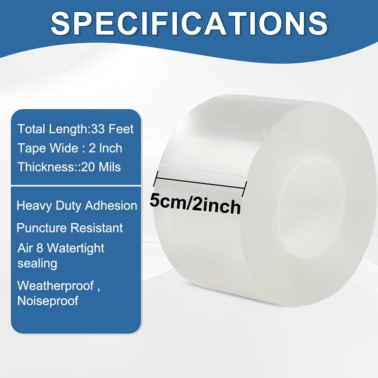 Cinta de Sellado Impermeable FOURGUN 2" x 10m para Ventanas