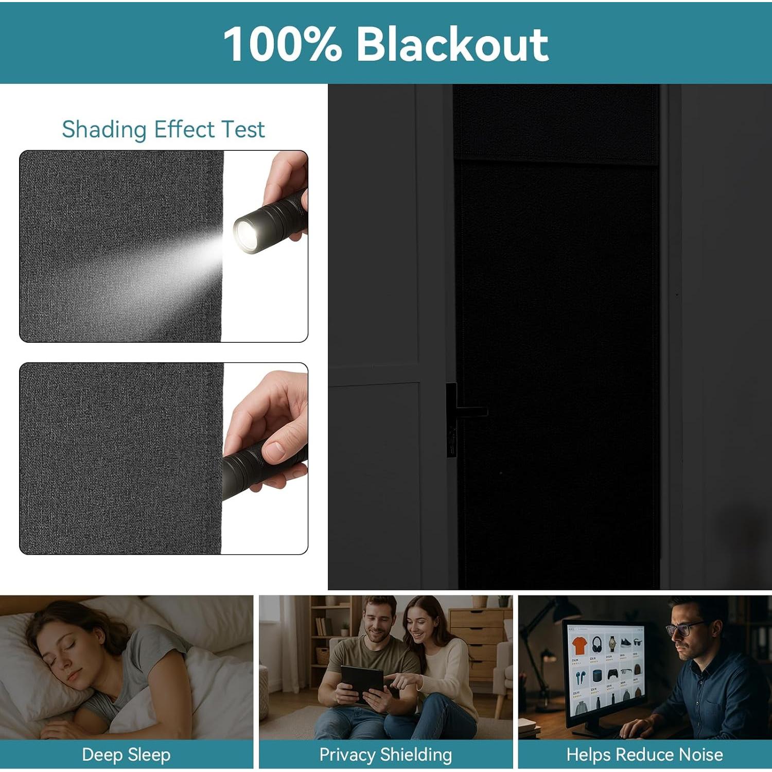 Cortina Blackout Warmstar 66x51 cm, Panel de Puerta Francesa Negro