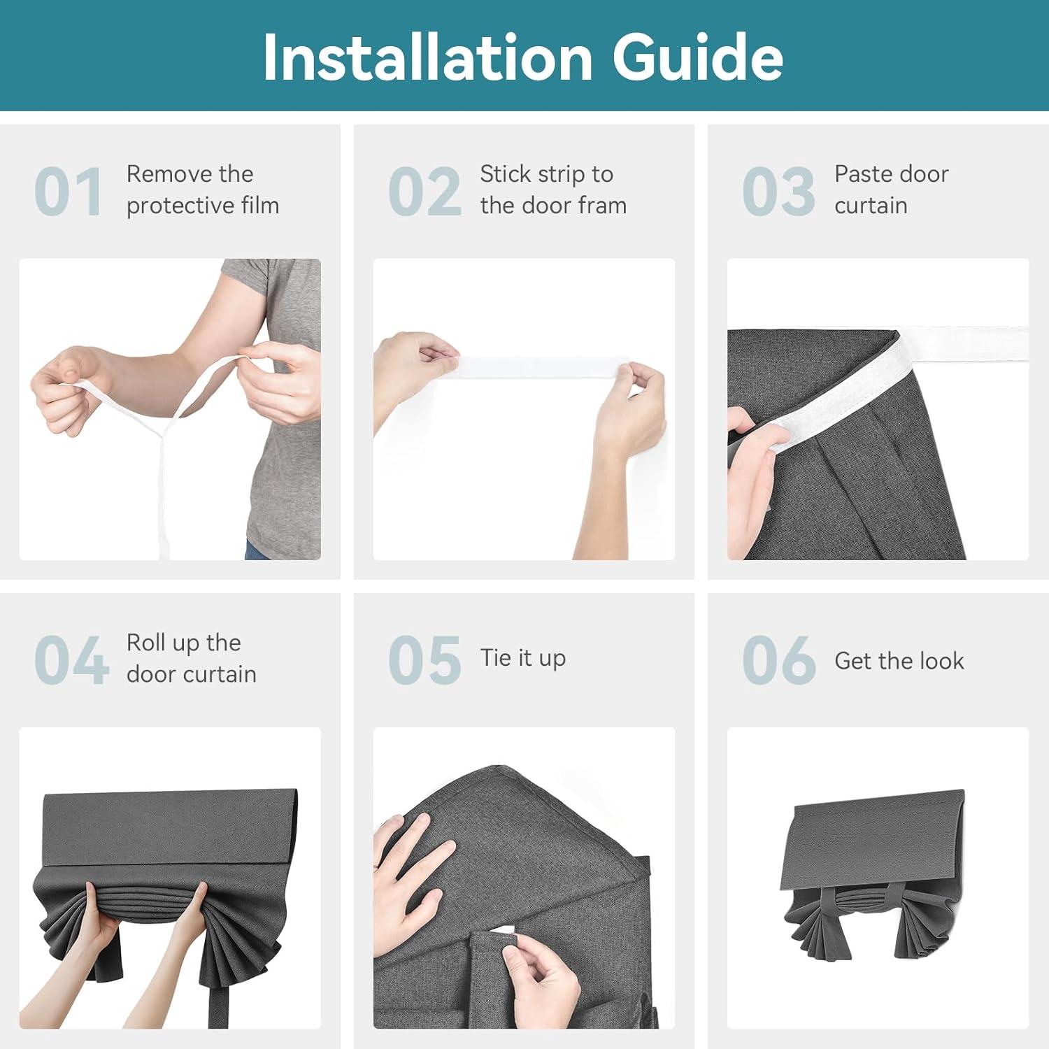 Cortina Blackout Warmstar 66x51 cm, Panel de Puerta Francesa Negro