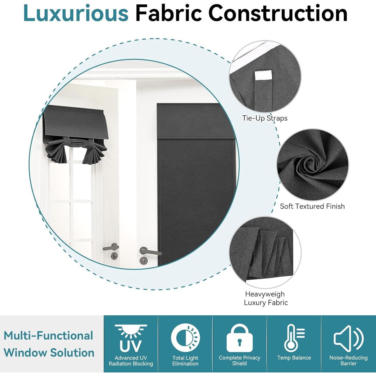 Cortina Blackout Warmstar 66x51 cm, Panel de Puerta Francesa Negro