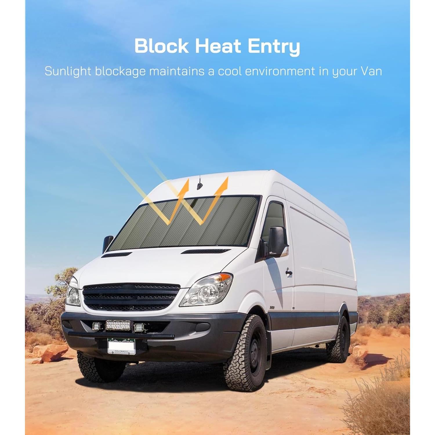 Extra-Thick Crew Side Window Cover for Mercedes-Benz Sprinter NCV3/VS30, 2007-current, Magnetic Insulated Blackout Window Sunshade, Foldable Design, 4 Season