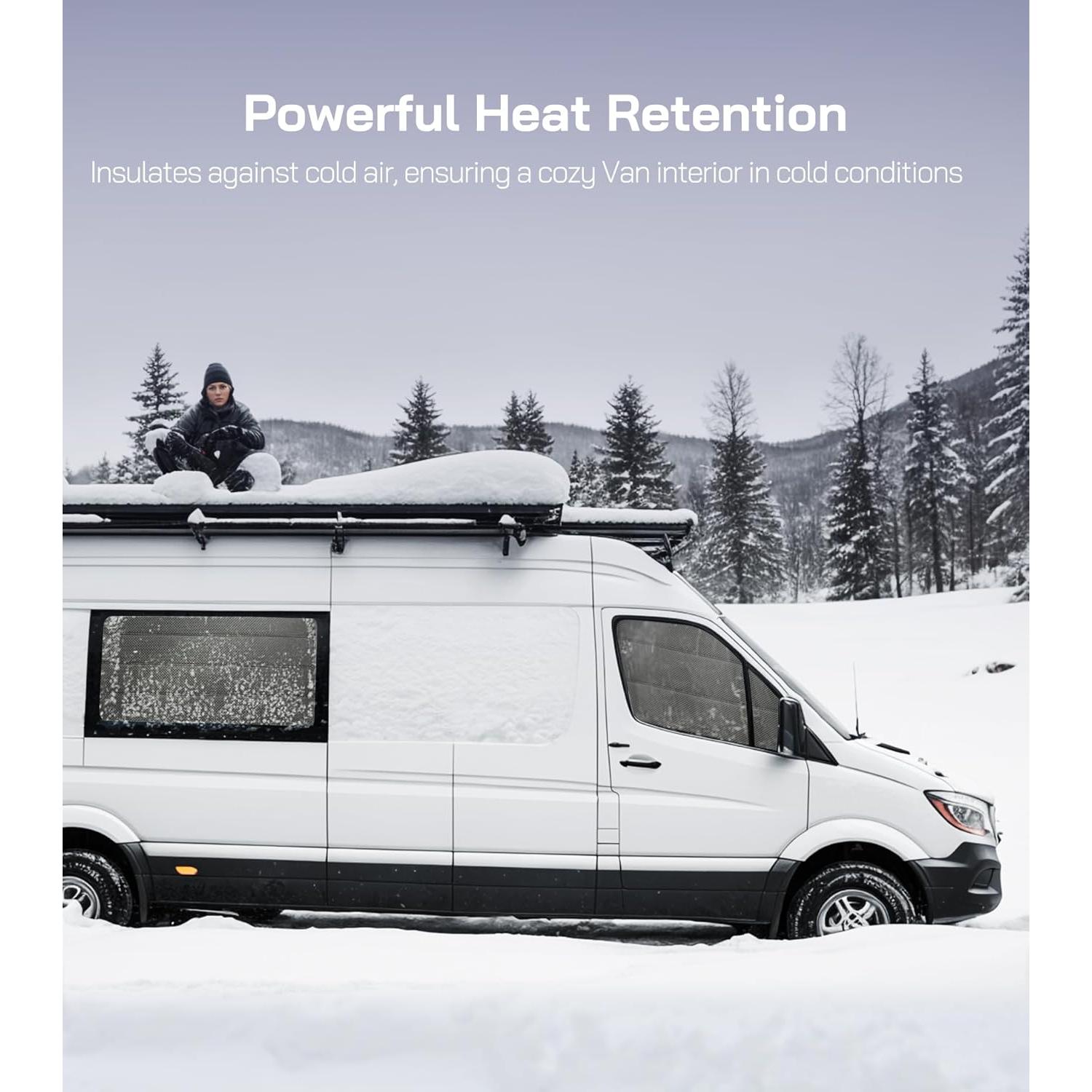 Extra-Thick Crew Side Window Cover for Mercedes-Benz Sprinter NCV3/VS30, 2007-current, Magnetic Insulated Blackout Window Sunshade, Foldable Design, 4 Season