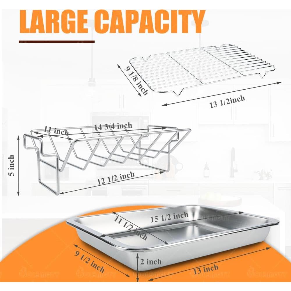 Rejilla de Asado DOLAMOTY con Bandeja Acero Inoxidable 39x29cm