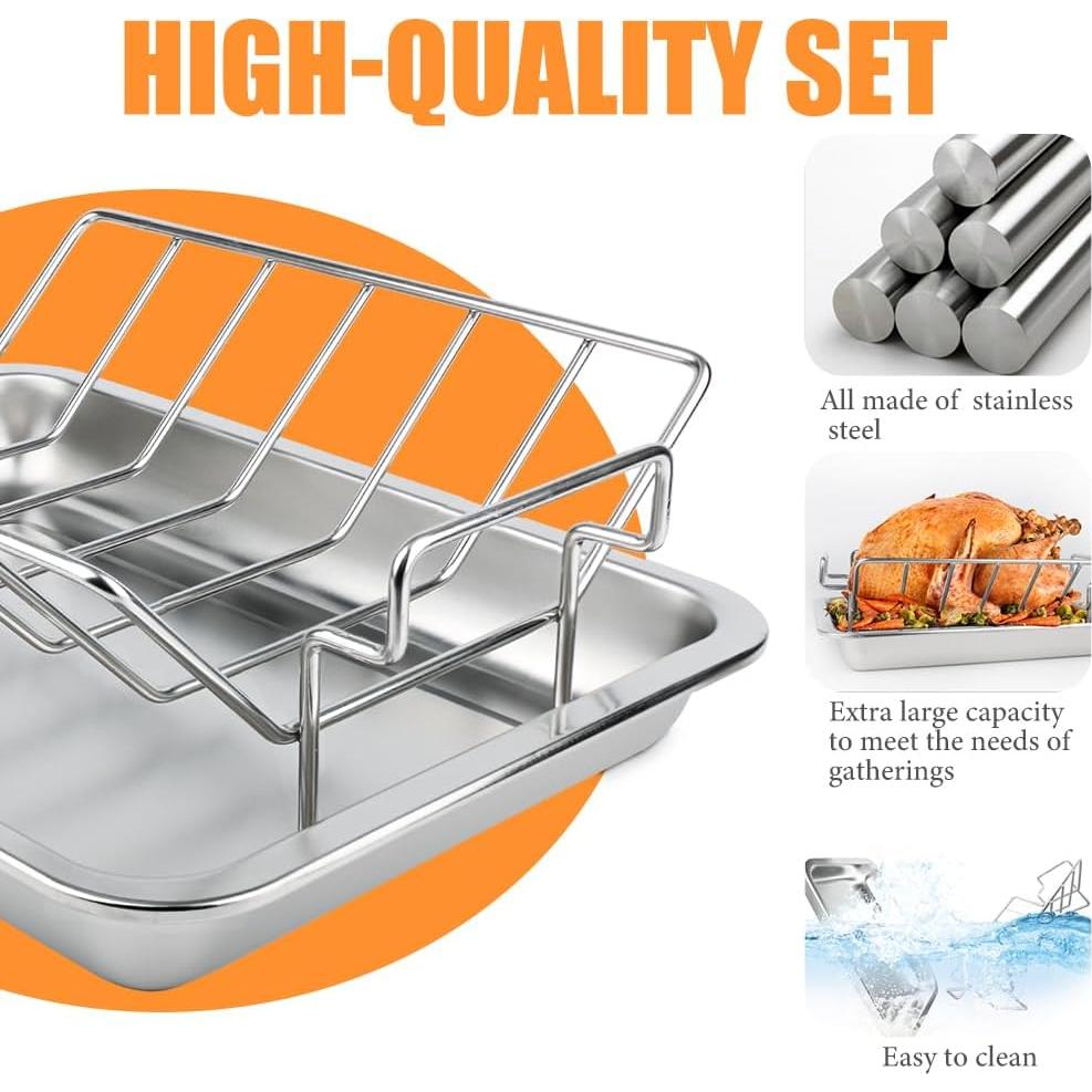 Rejilla de Asado DOLAMOTY con Bandeja Acero Inoxidable 39x29cm