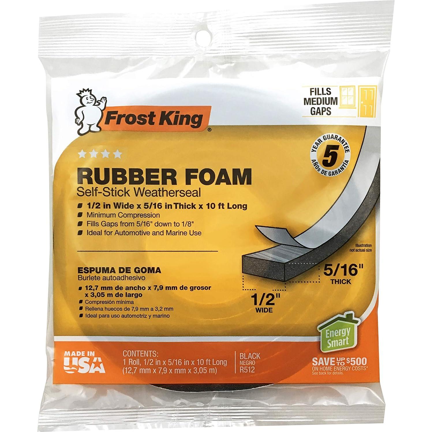 Cinta de Goma Espuma Negra 1/2" x 5/16" 24 Unidades