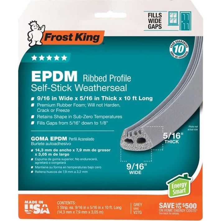 Cinta de Clima EPDM Frost King 3.05m x 0.79cm Gris