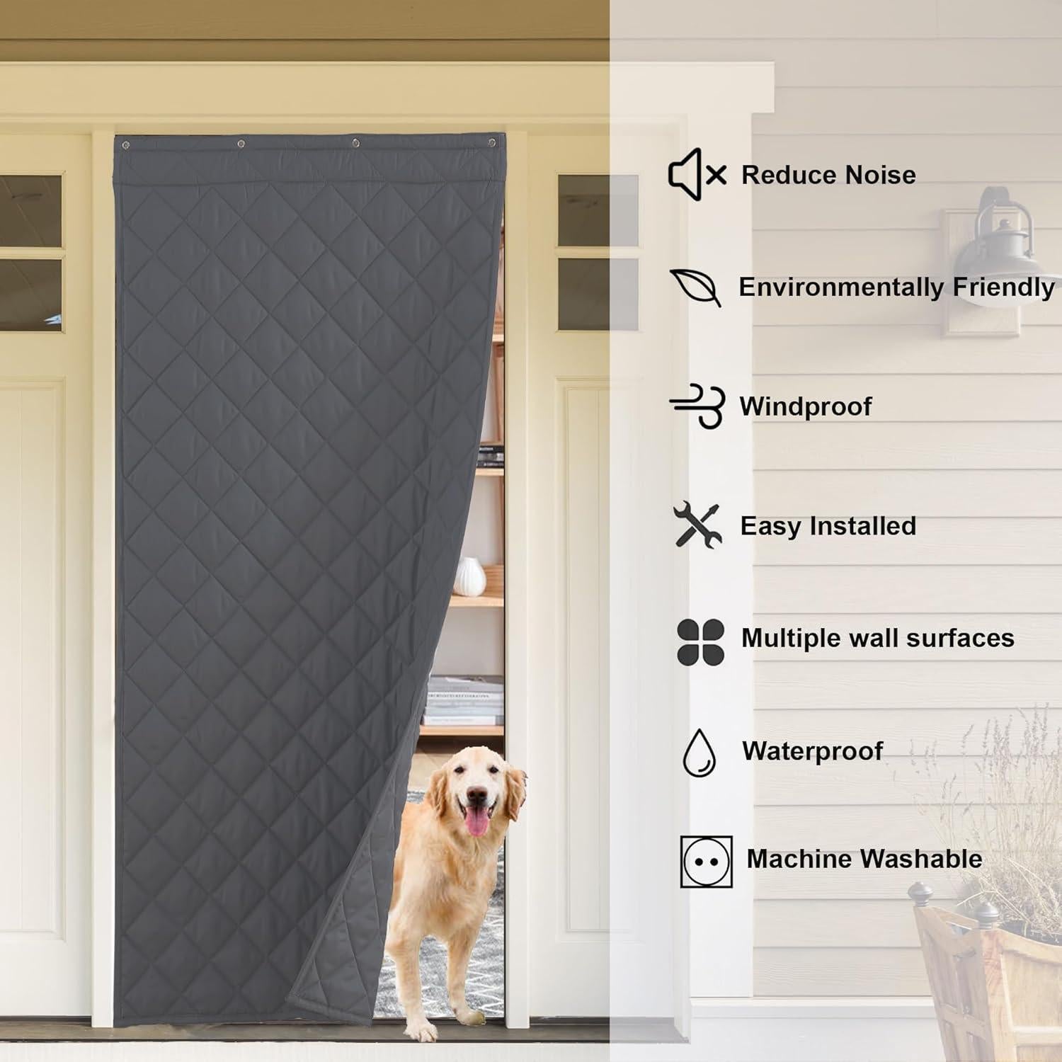 Cortina de Puerta Aislante KEPARPCN 91x208 cm Gris 1 Panel