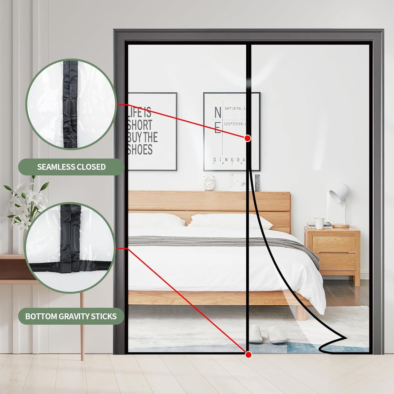 Cortina de Puerta Aislante Magnética Skloopearg 182.88x203.2cm