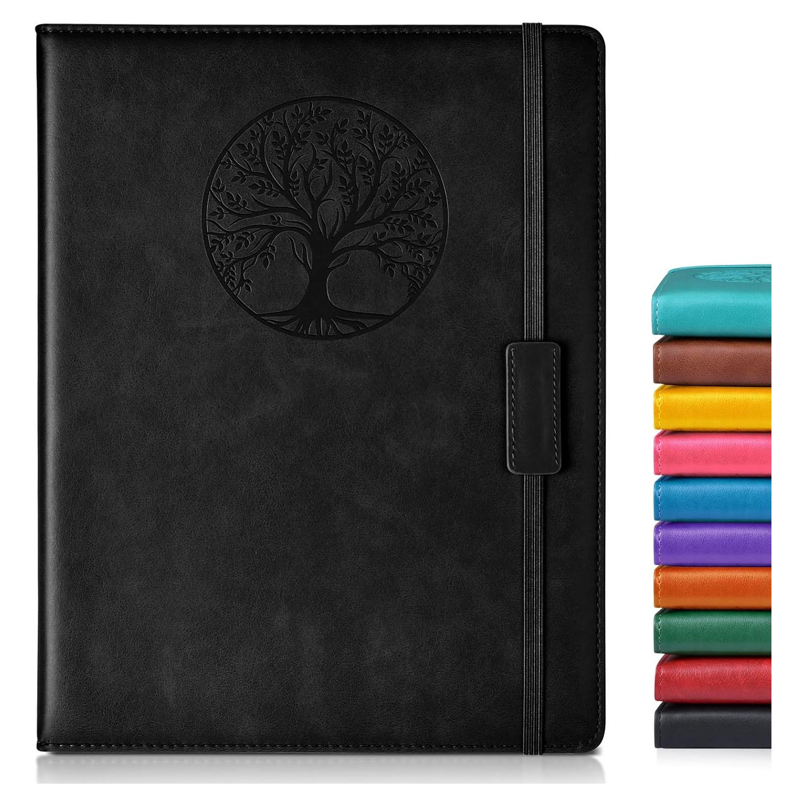 Cuaderno A4 Biuwory de Cuero Sintético Rayado Negro 256 Páginas