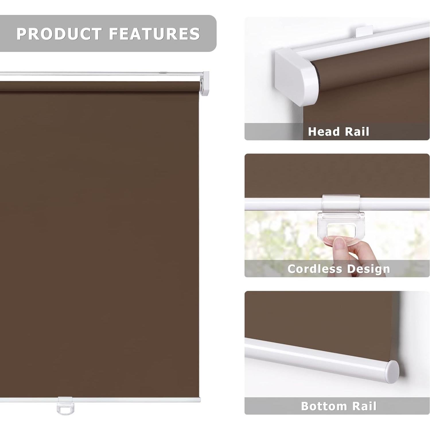 Persianas Enrollables LazBlinds 100% Opacas 50.4x182.9cm Marrón