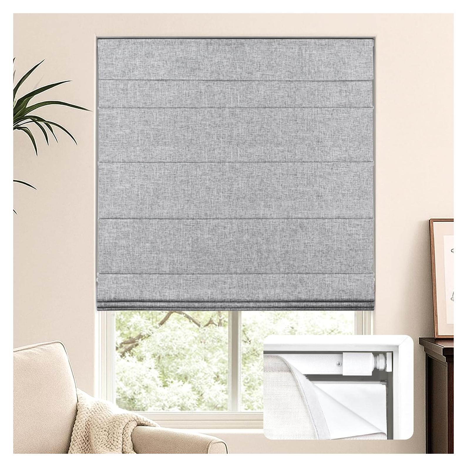 Cortinas Romanas Sin Taladro LazBlinds 87.6x152.4cm Gris