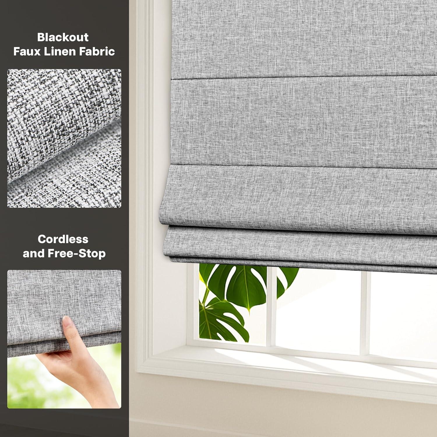 Cortinas Romanas Sin Taladro LazBlinds 87.6x152.4cm Gris