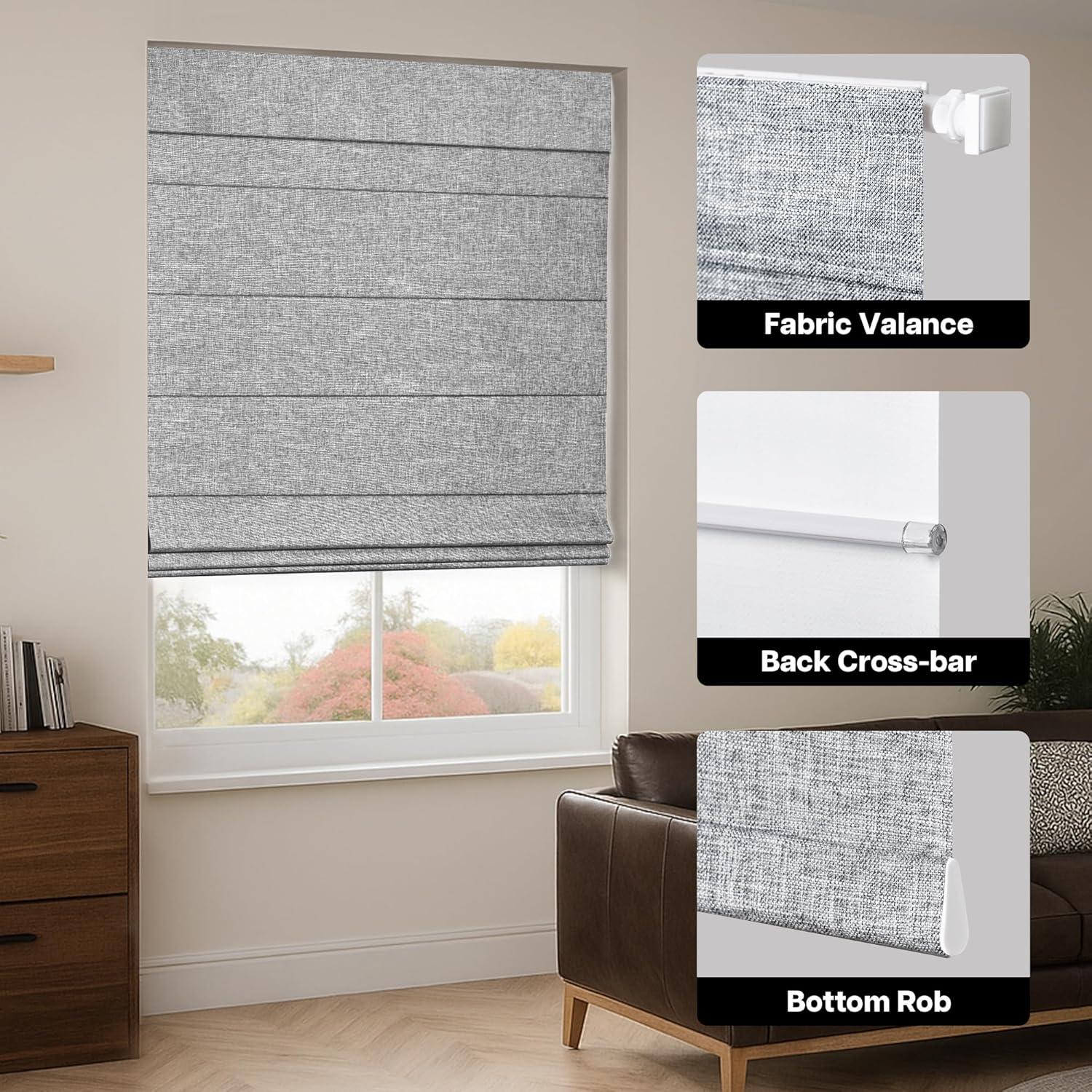 Cortinas Romanas Sin Taladro LazBlinds 87.6x152.4cm Gris