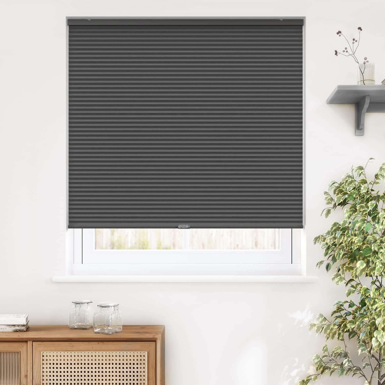 Cortinas Celulares Opacas LazBlinds 53x162 cm Sin Cuerda Negro