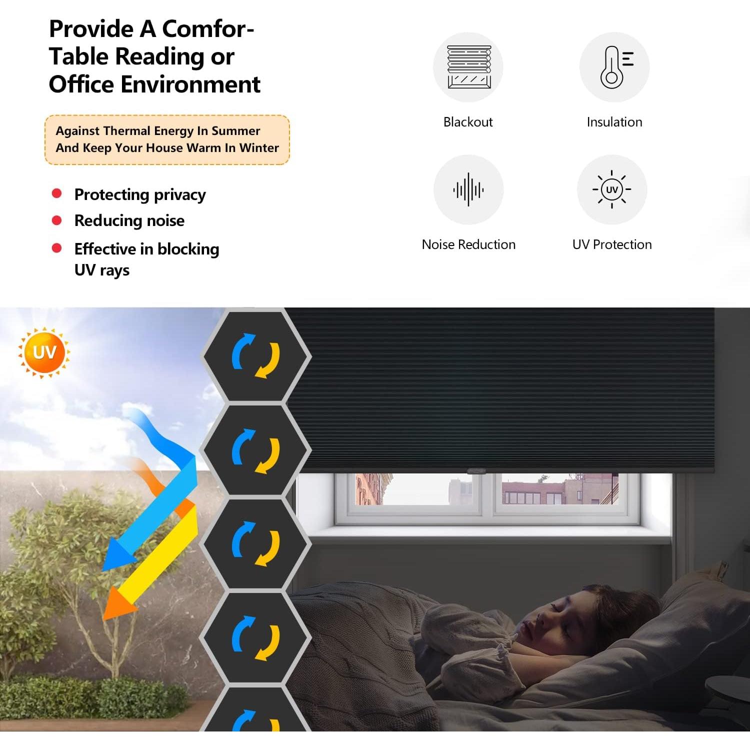 Cortinas Celulares Opacas LazBlinds 53x162 cm Sin Cuerda Negro