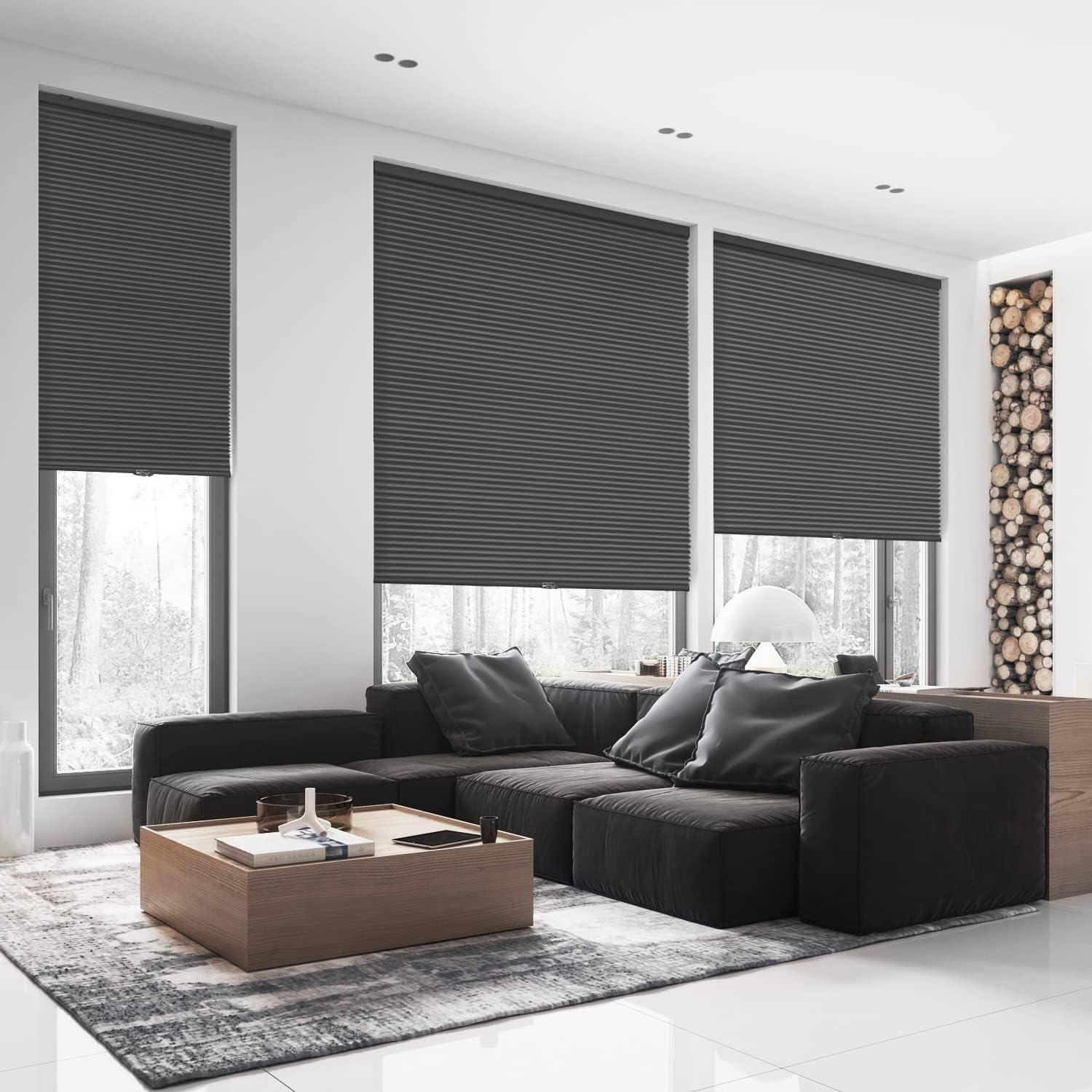 Cortinas Celulares Opacas LazBlinds 53x162 cm Sin Cuerda Negro