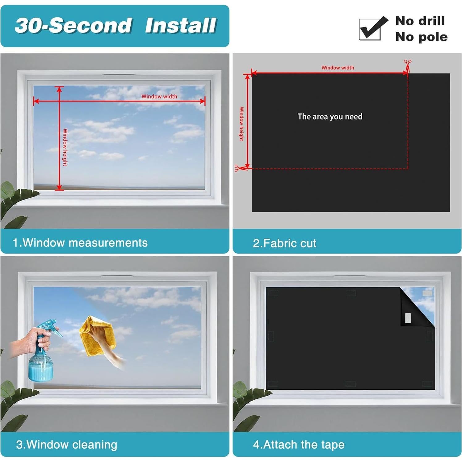 Cortinas Blackout Portátiles Changshade 145x300 cm Sin Taladrar