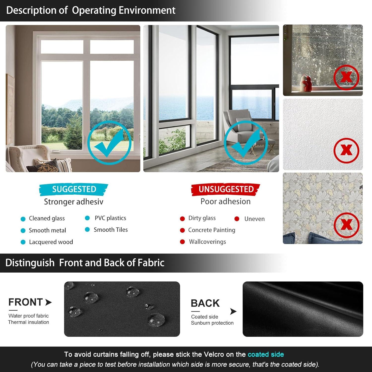 Cortinas Blackout Portátiles Changshade 145x300 cm Sin Taladrar