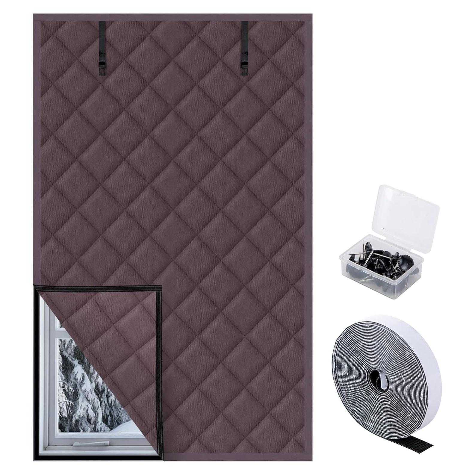 Cortina Aislante de Invierno Nkiy Quen 160x99 cm Rojo Marrón