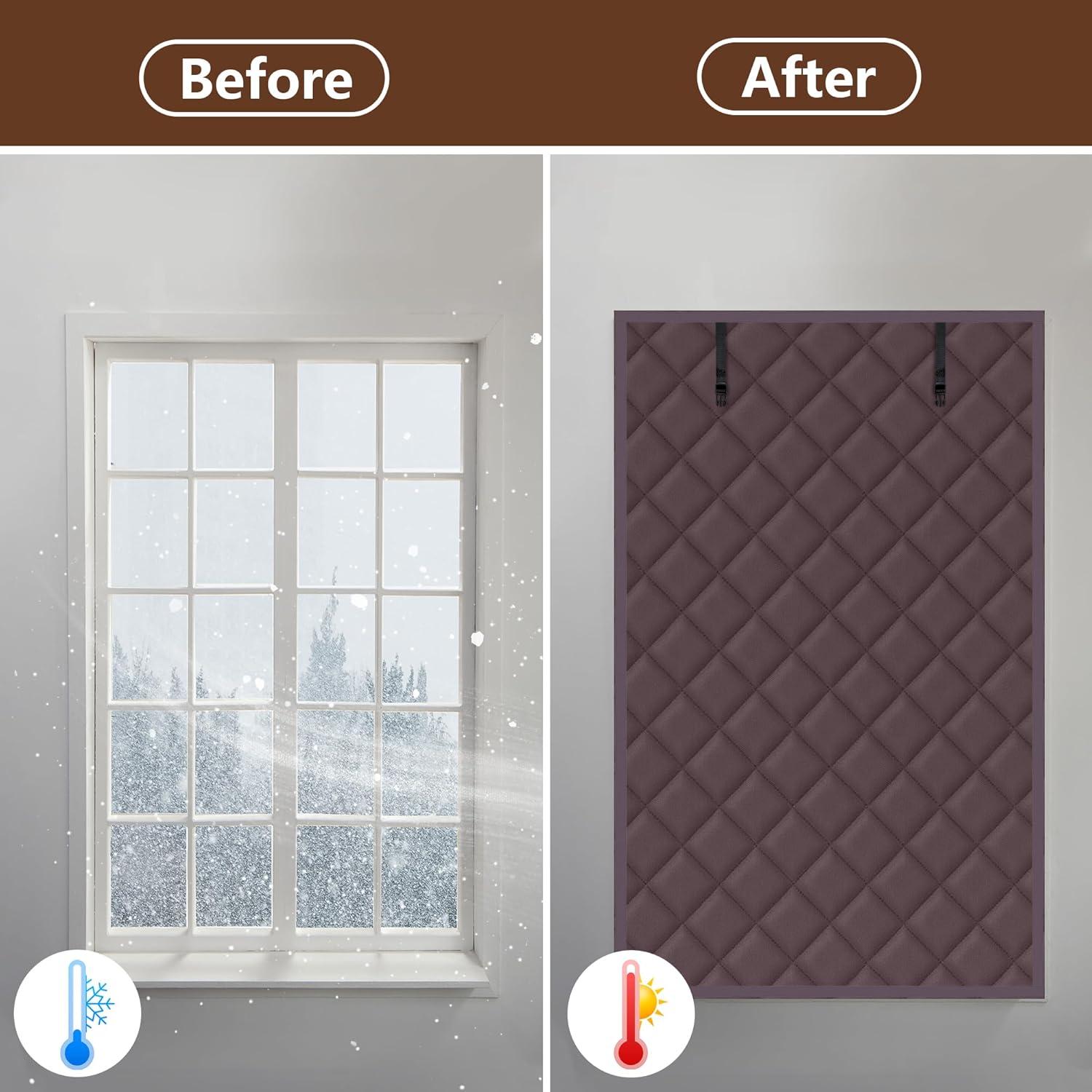 Cortina Aislante de Invierno Nkiy Quen 160x99 cm Rojo Marrón