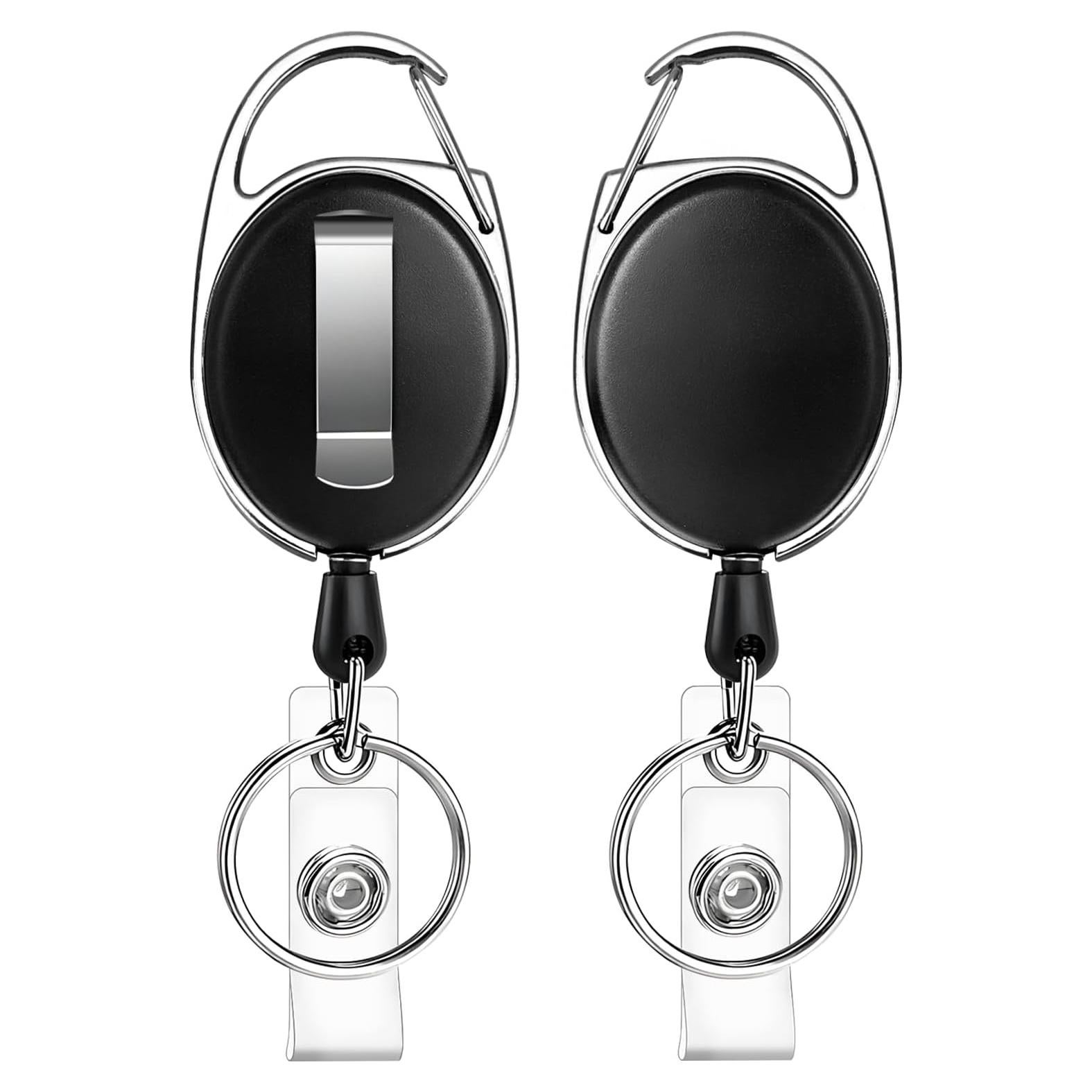 Carrete Retráctil de Insignia JEFURE 2 Pcs Negro Clip