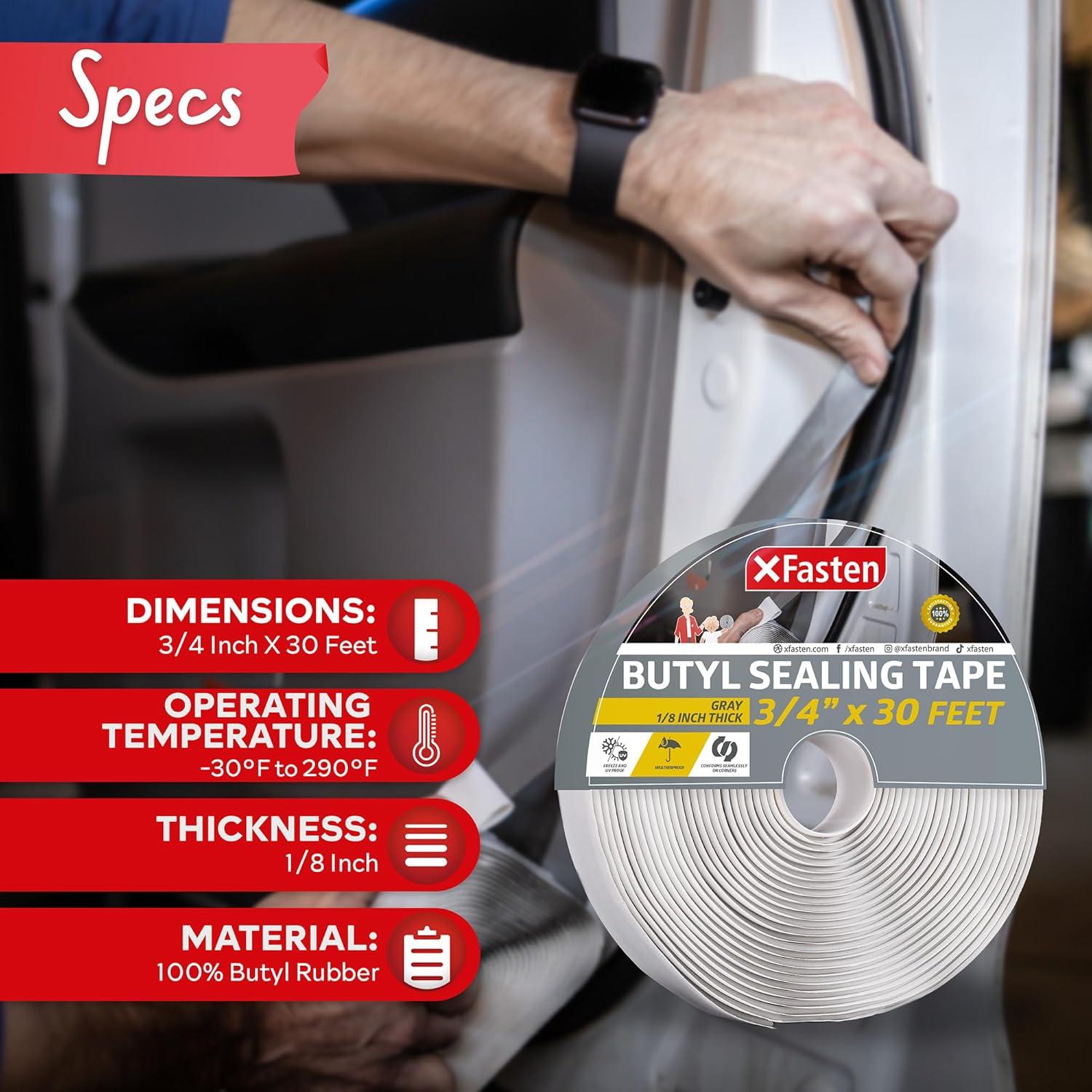 Cinta de Sellado Butílica XFasten Gris 0.32cm x 1.9cm x 9.14m