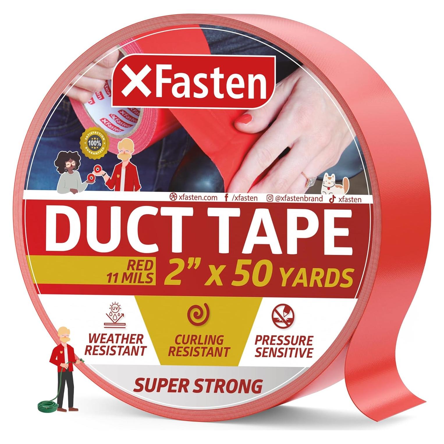 Cinta Adhesiva Ducto Super Fuerte XFasten 5 cm x 46 m Roja