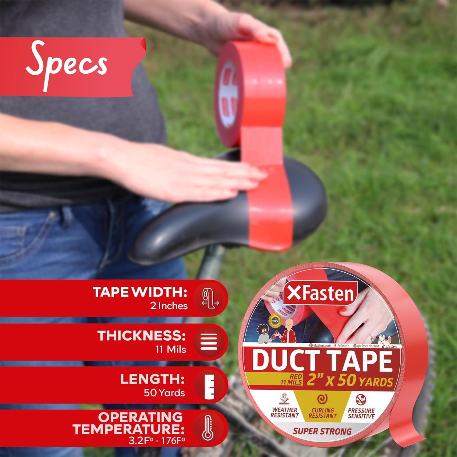 Cinta Adhesiva Ducto Super Fuerte XFasten 5 cm x 46 m Roja