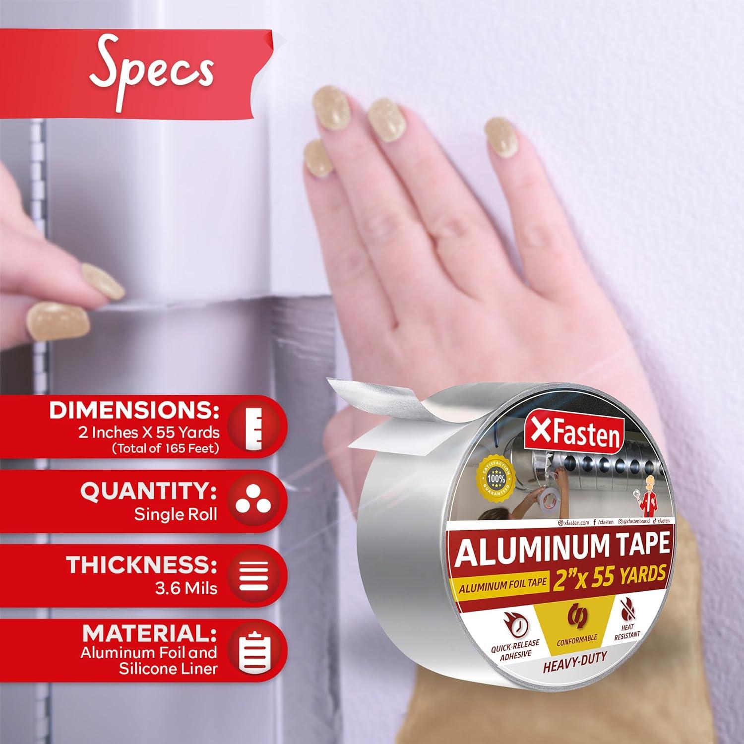 Cinta de Aluminio XFasten 5cm x 50m para Conductos HVAC