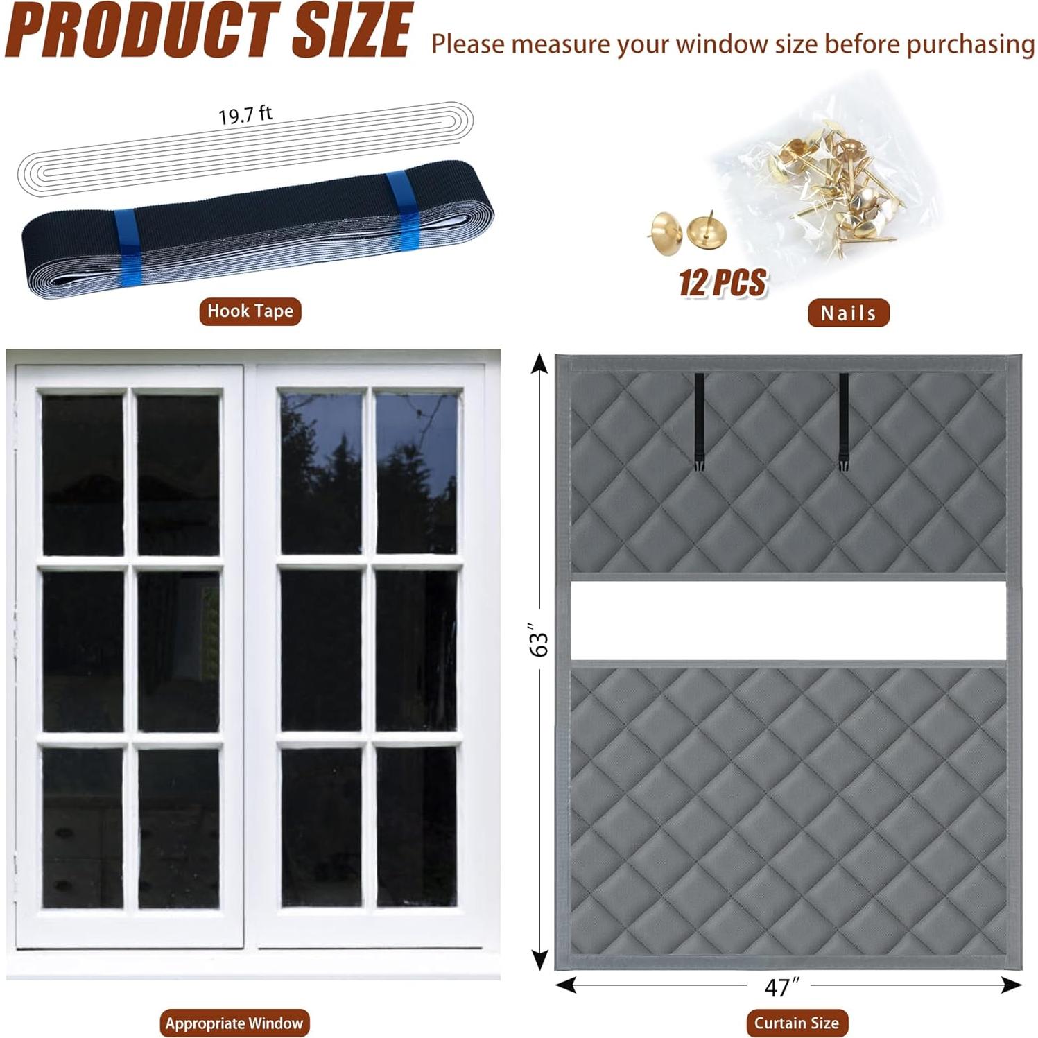 Cubierta de Ventana Aislante UYEDUJZ 160 x 119 cm Gris