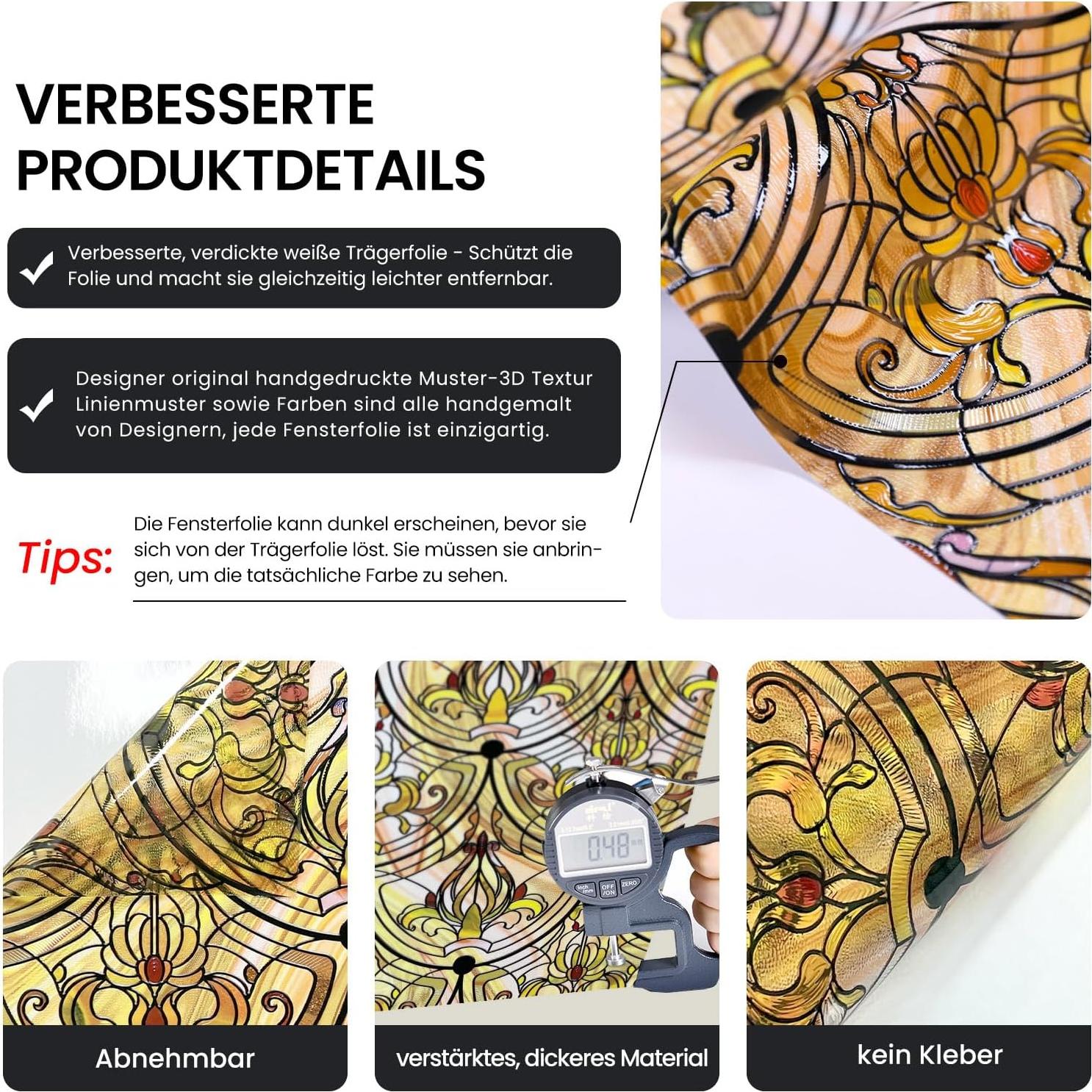 Película de Ventana de Vidrio Templado ADD.HERES 44x120cm Hierro Dorado