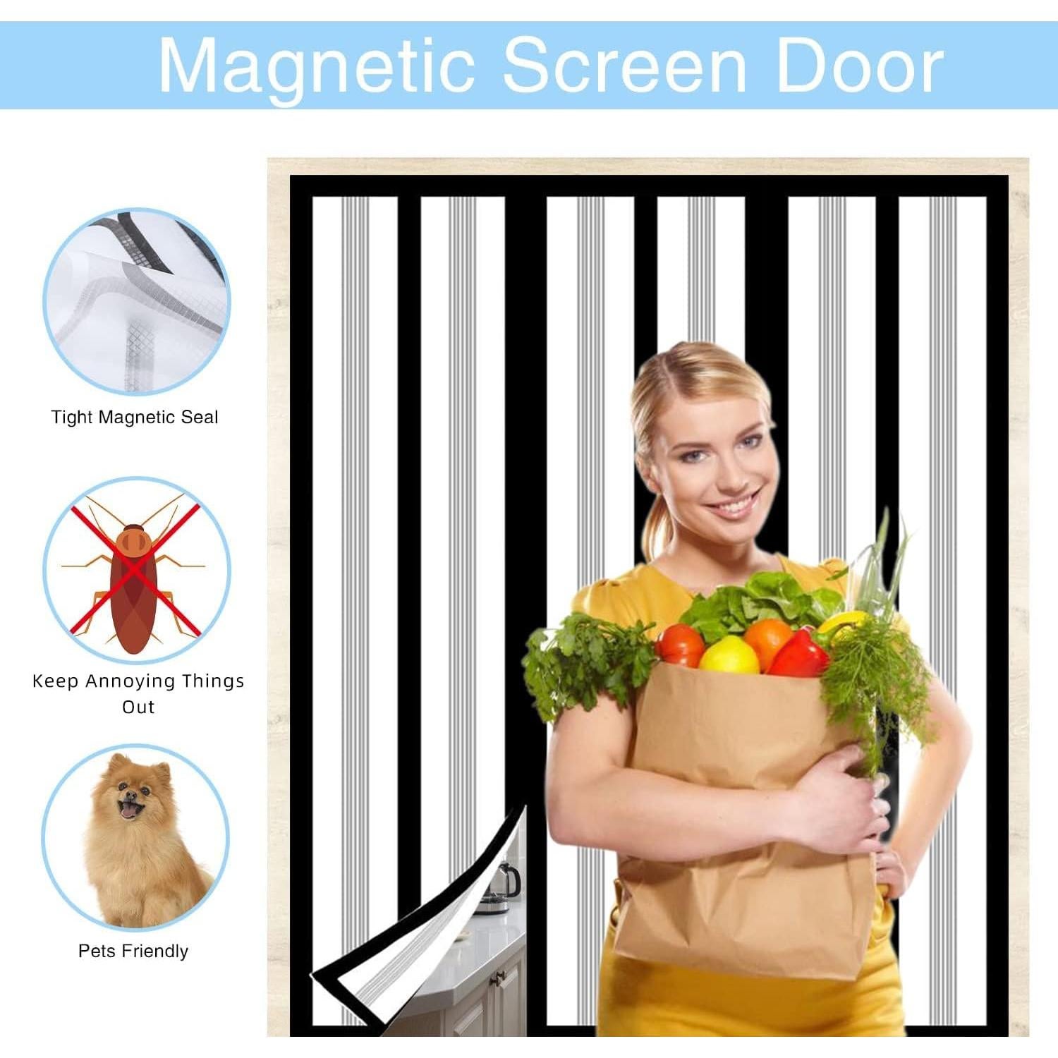 Cortina de Puerta Aislada Magnética SANJIANKER 183x203 cm