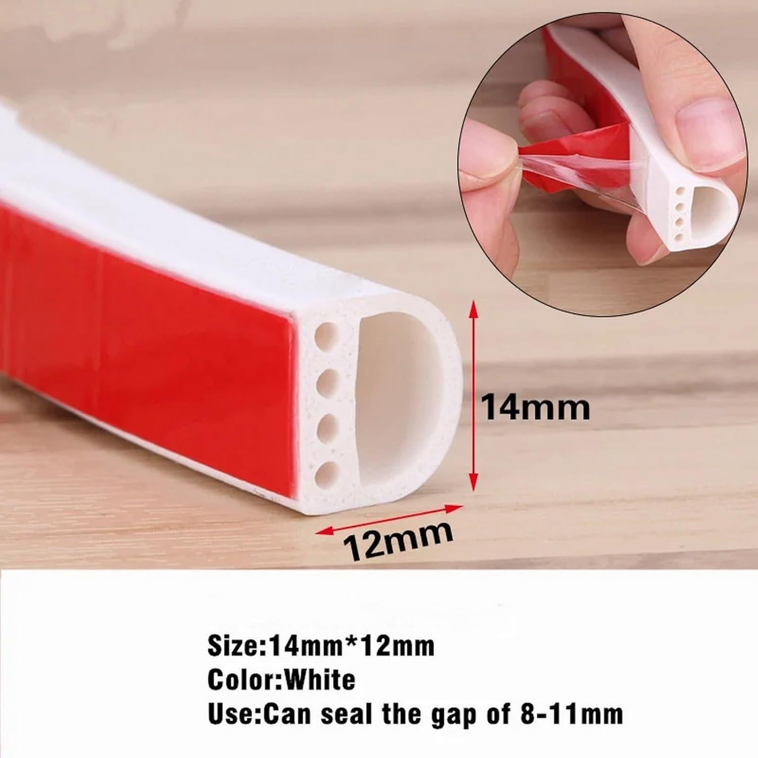 Tira de Sellado de Silicona JHCBKFF 6.1m Blanco D-14x12mm