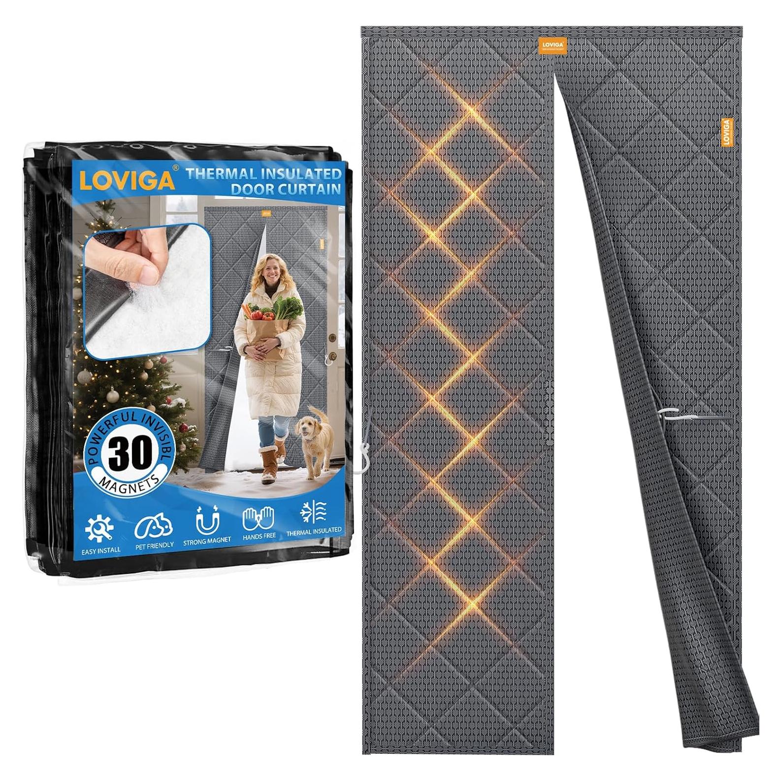 Cortina de Puerta Térmica Magnética LOVIGA 96.5x210.8cm Gris