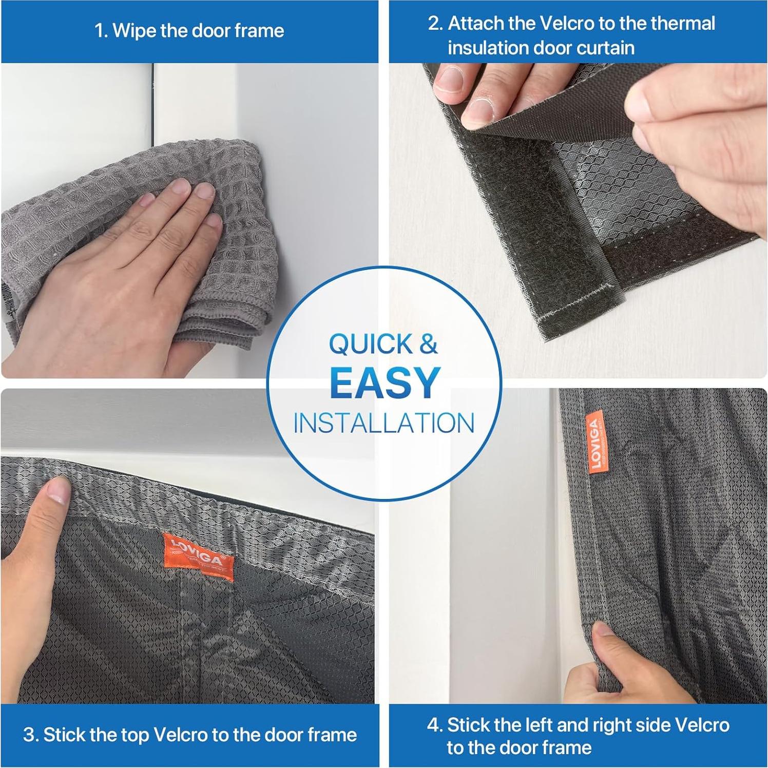 Cortina de Puerta Térmica Magnética LOVIGA 96.5x210.8cm Gris