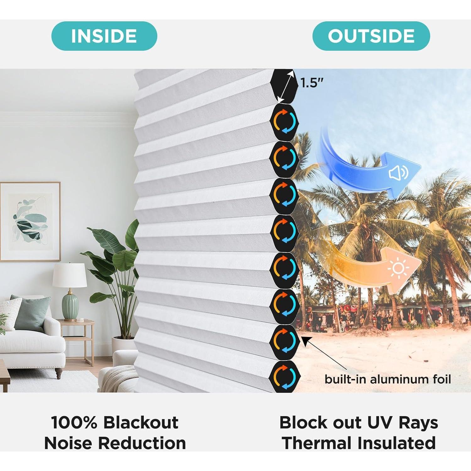 Persianas Celulares Joydeco Blackout 50.8x162.6cm Sin Taladro