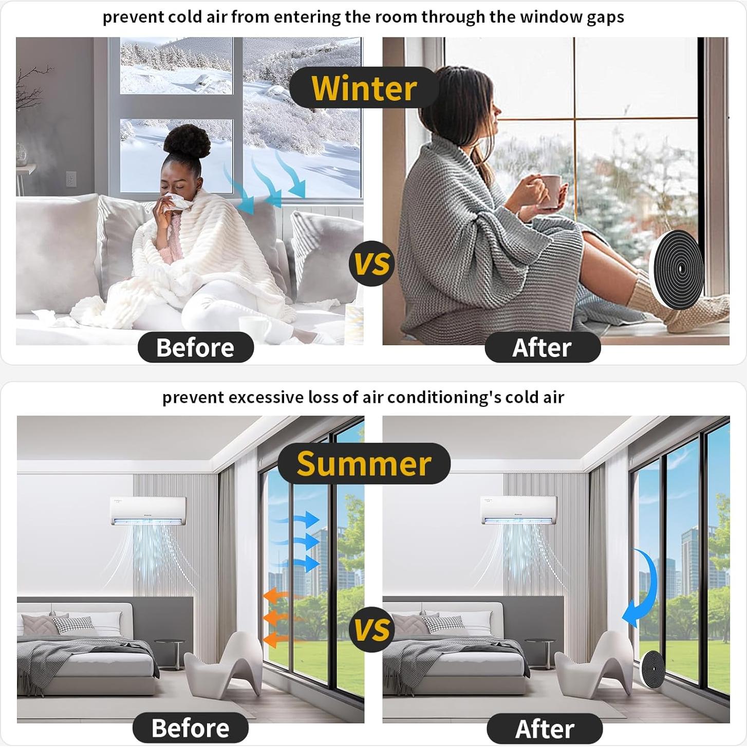 Burlete de Puerta Insonorizante MIKONIYA 1.27cm x 0.64cm x 7.92m Negro