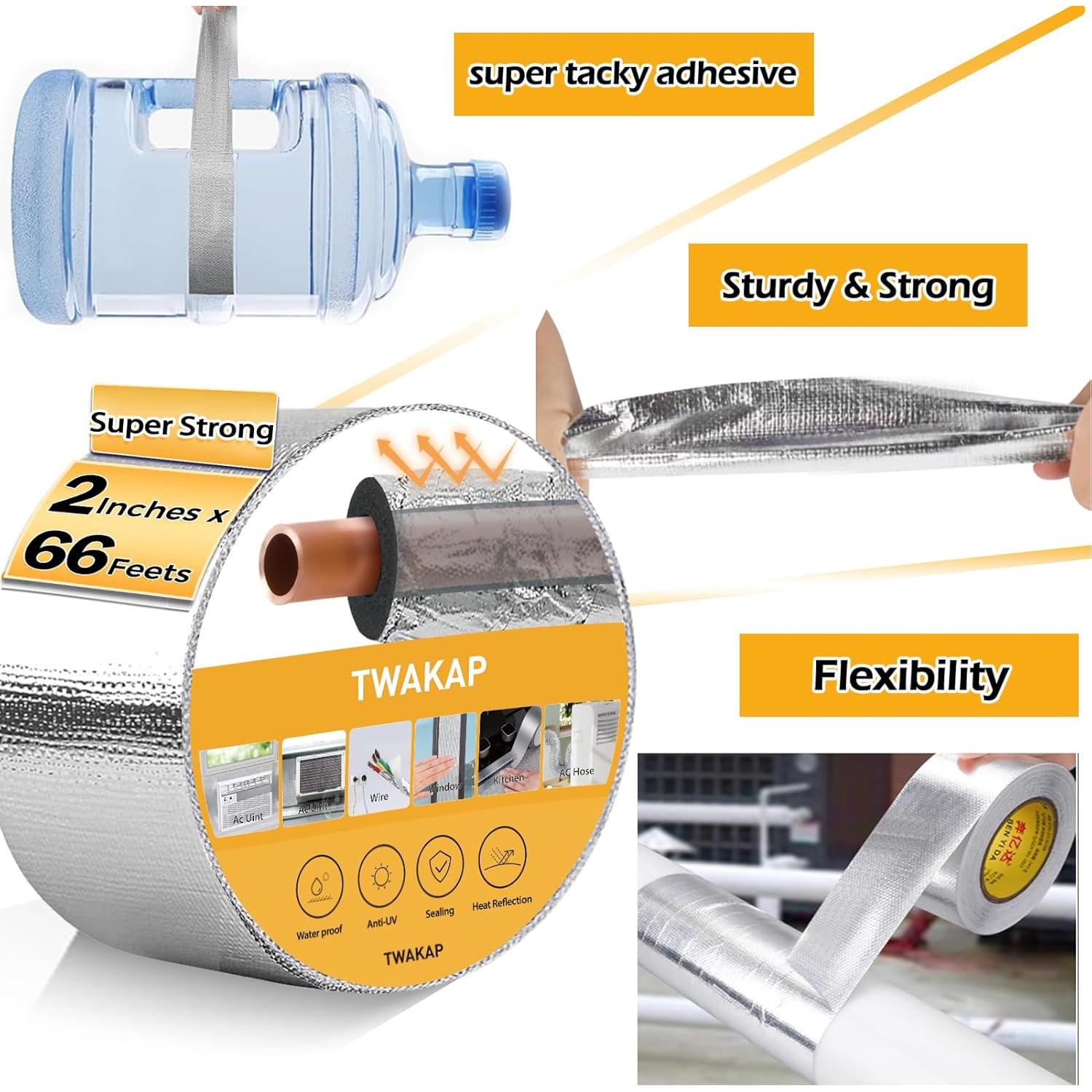 Cinta Aislante de Fibra de Vidrio TWAKAP 5cm x 20m Plata