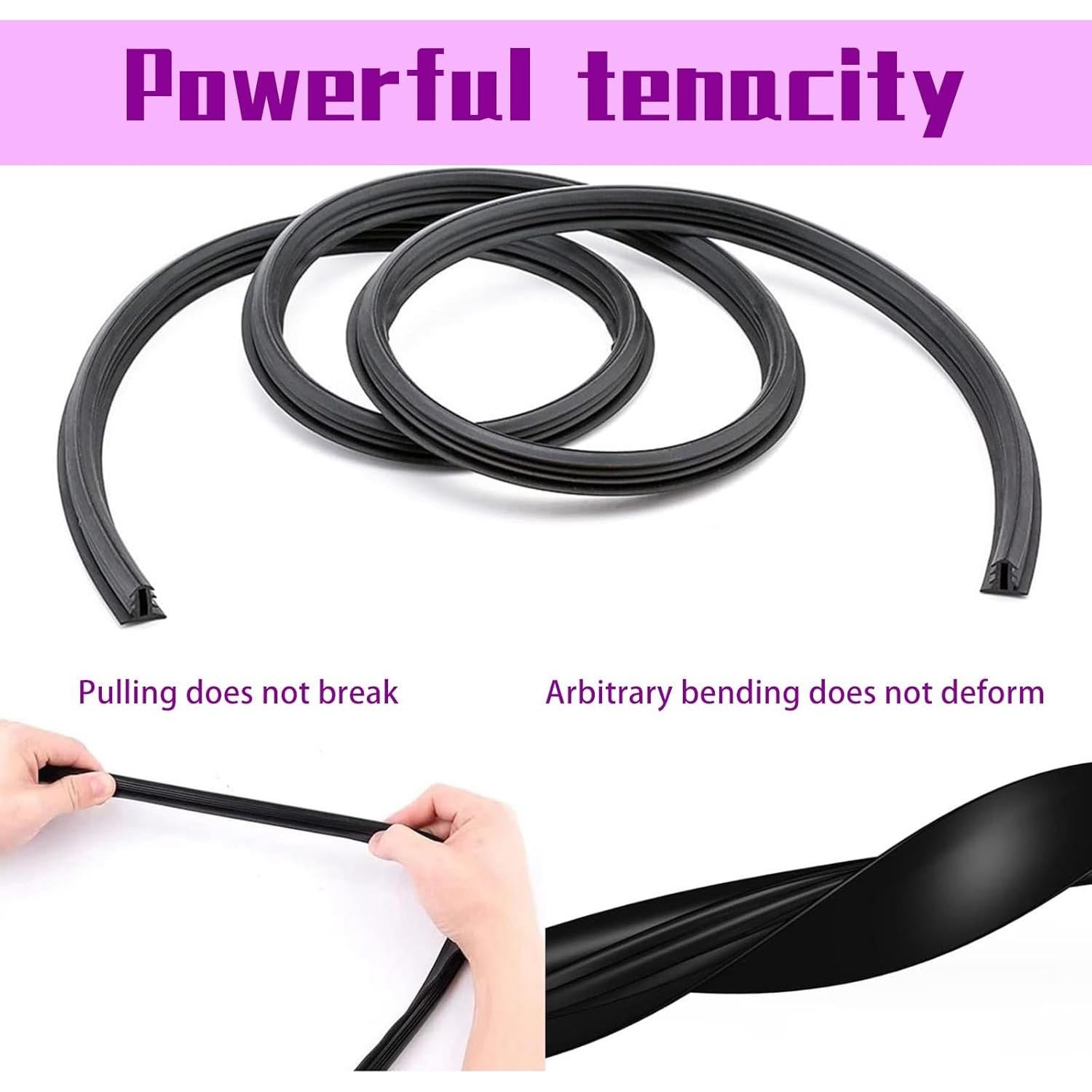 Tira de Sellado de Goma UGSHY 2 Metros para Automóvil Negro