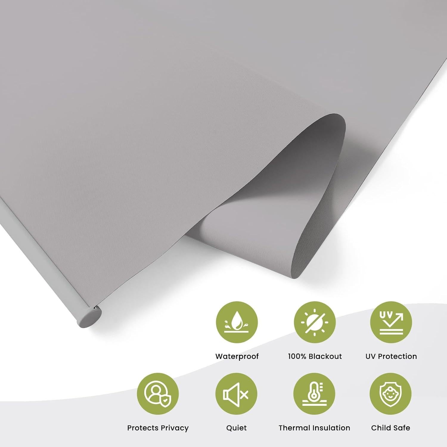 Persianas Enrollables Inalámbricas Anpark 100% Opacas 182.88x58.42cm Gris