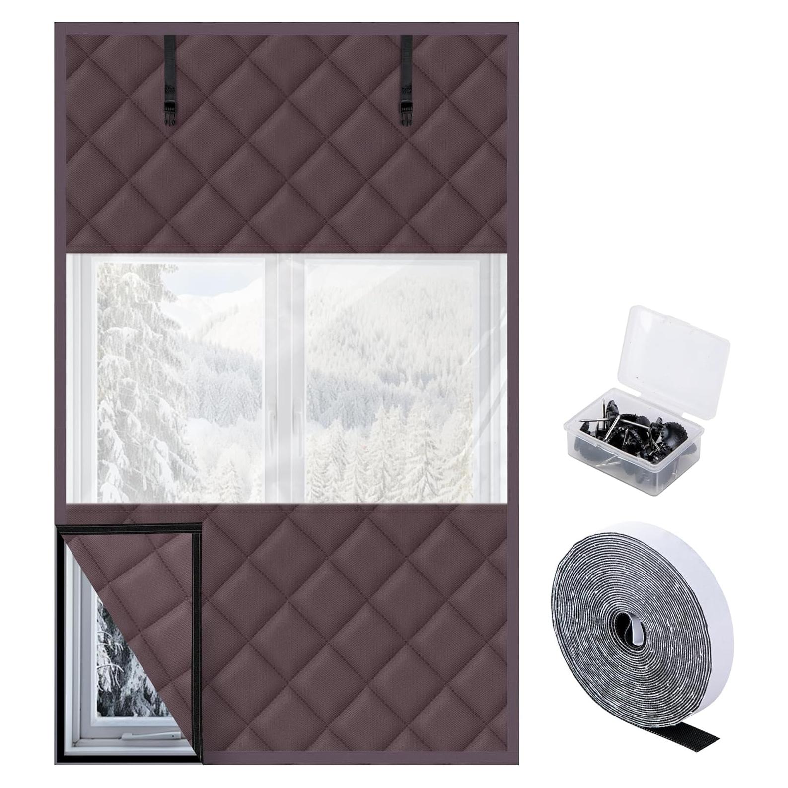 Cubreventana Aislante Térmico Nkiy Quen 160x99 cm Rojo Marrón