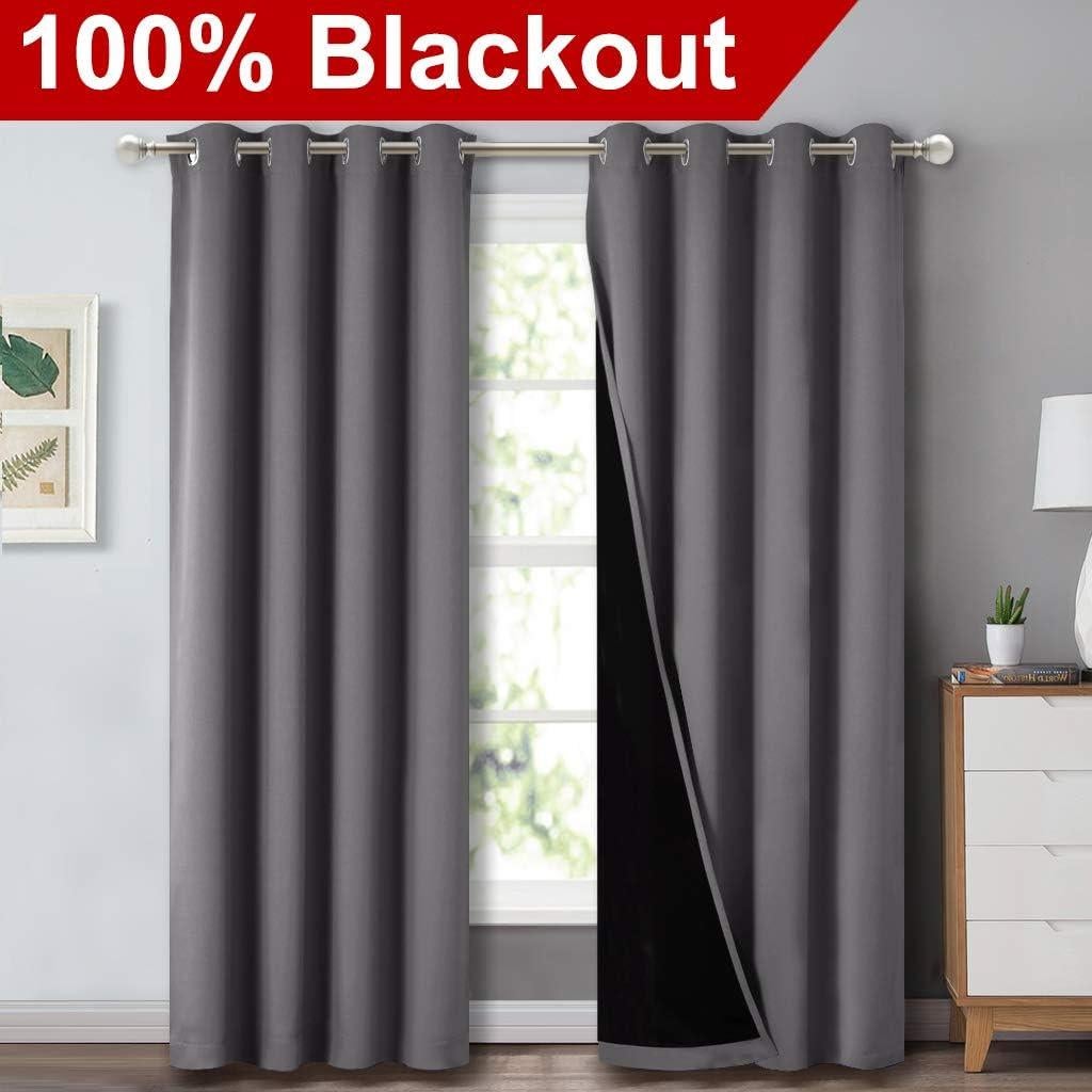 Cortinas Blackout Aislantes NICETOWN 52x84 Gris - Par de 2